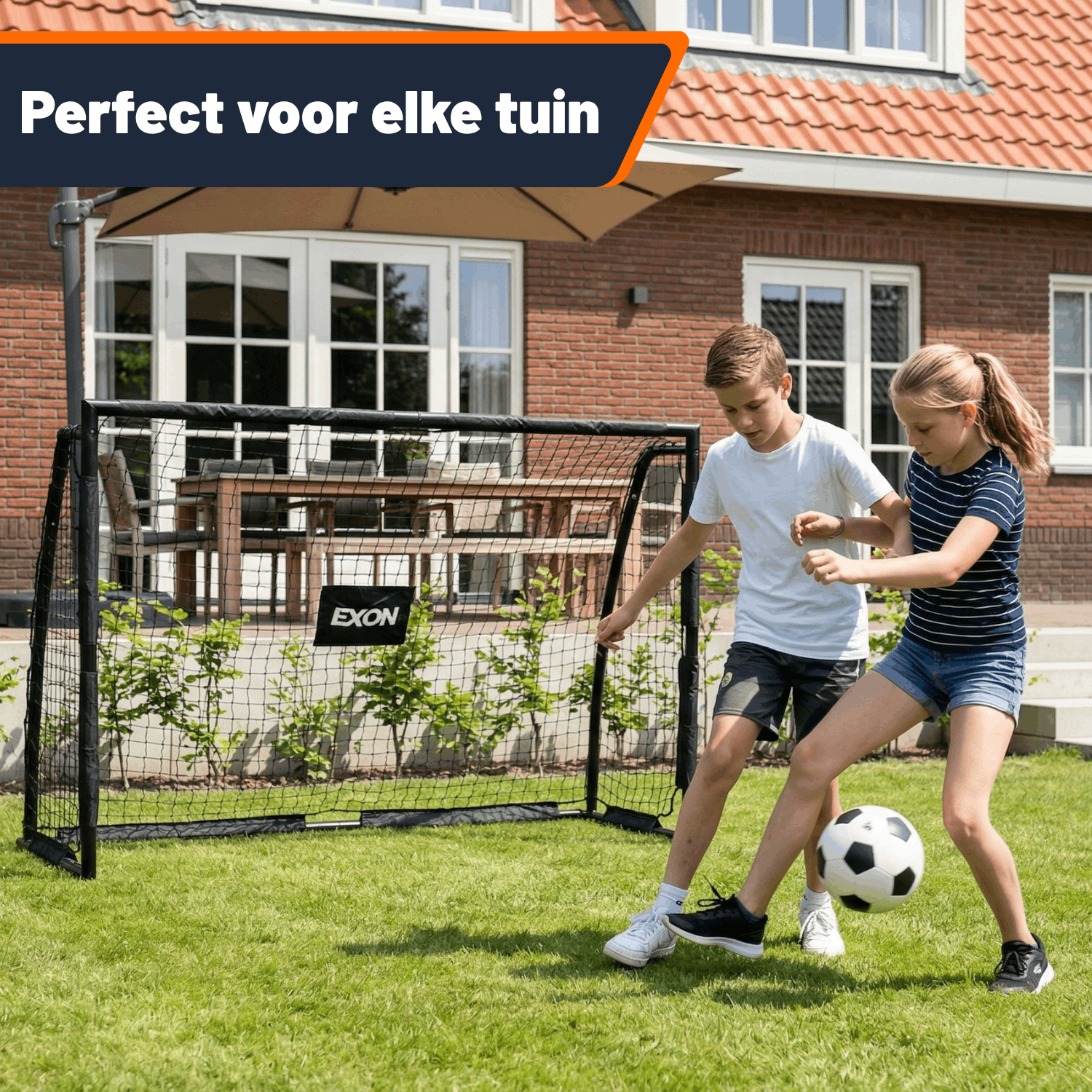 Exon® Voetbaldoel met Doelwand – 180x120 CM – Stalen Frame – Zwart