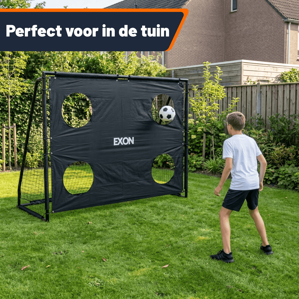 Exon® Voetbaldoel Groot – 220x170 CM – Inclusief Doelwand & Net – Stalen Frame