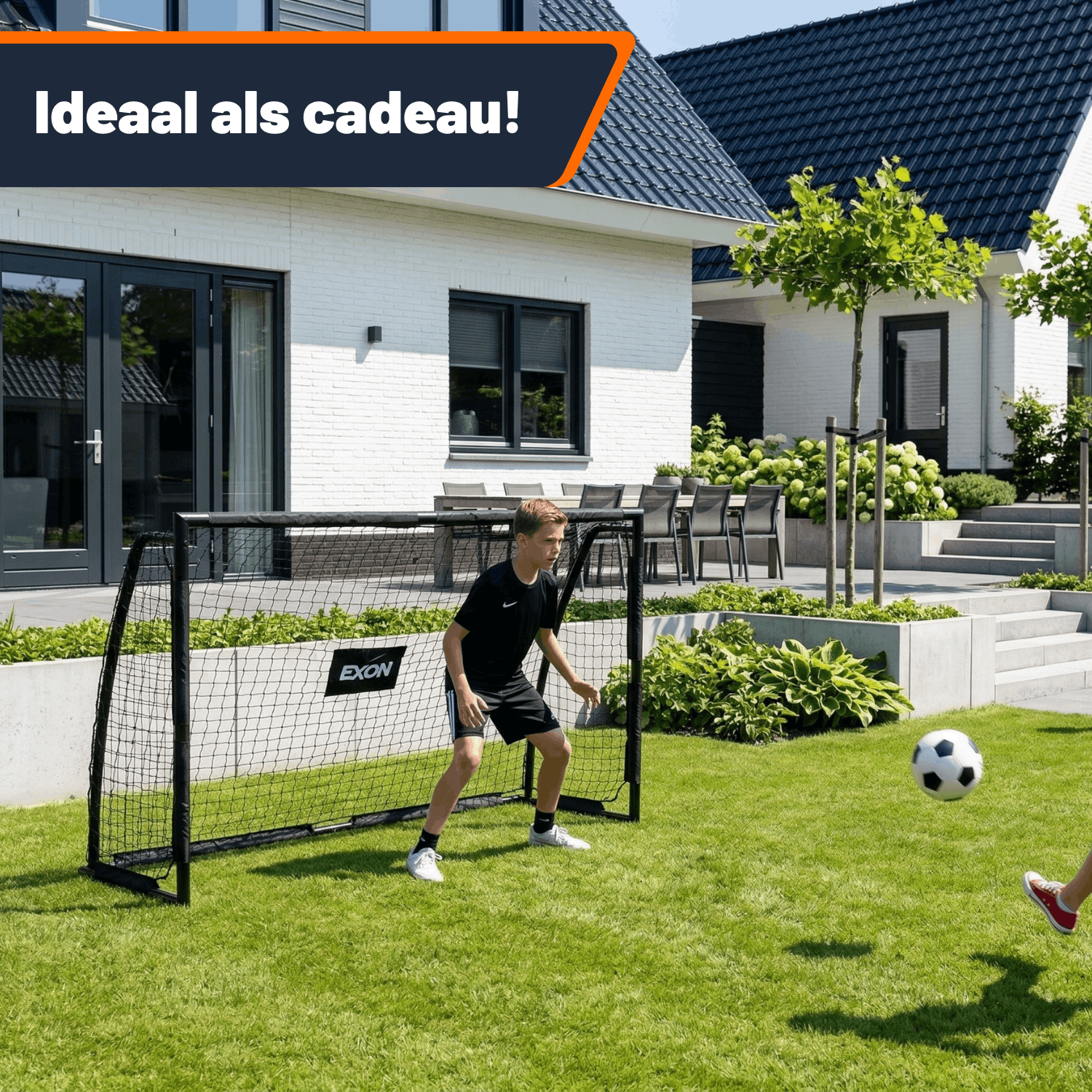 Exon® Voetbaldoel met Doelwand – 180x120 CM – Stalen Frame – Zwart