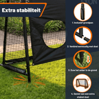 Exon® Voetbaldoel met Doelwand – 180x120 CM – Stalen Frame – Zwart