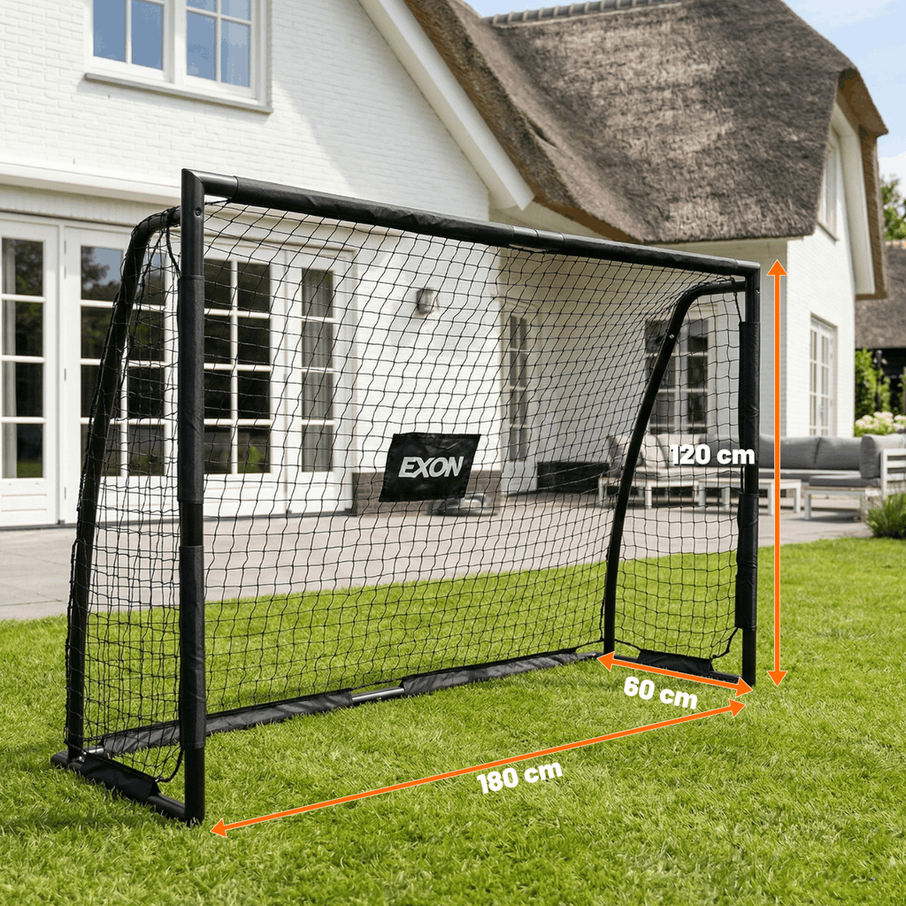 Exon® Voetbaldoel met Doelwand – 180x120 CM – Stalen Frame – Zwart