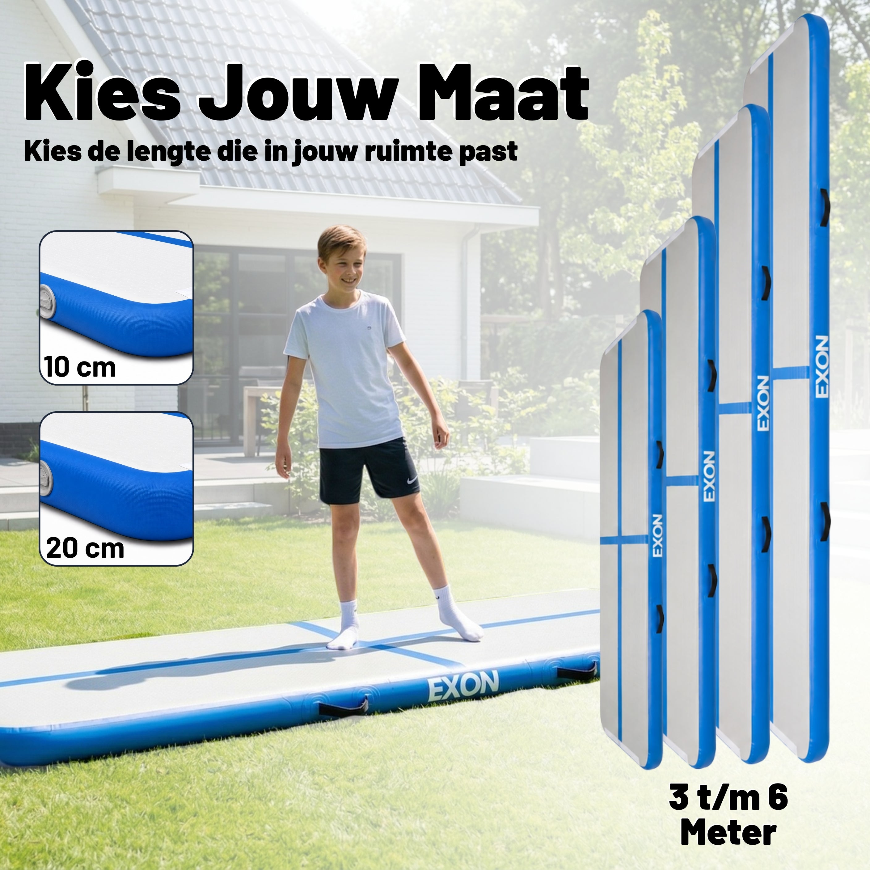Exon® AirTrack Pro 5 meter - Turnmat 500x100x10 CM - Waterproof - Incl. Elektrische Pomp