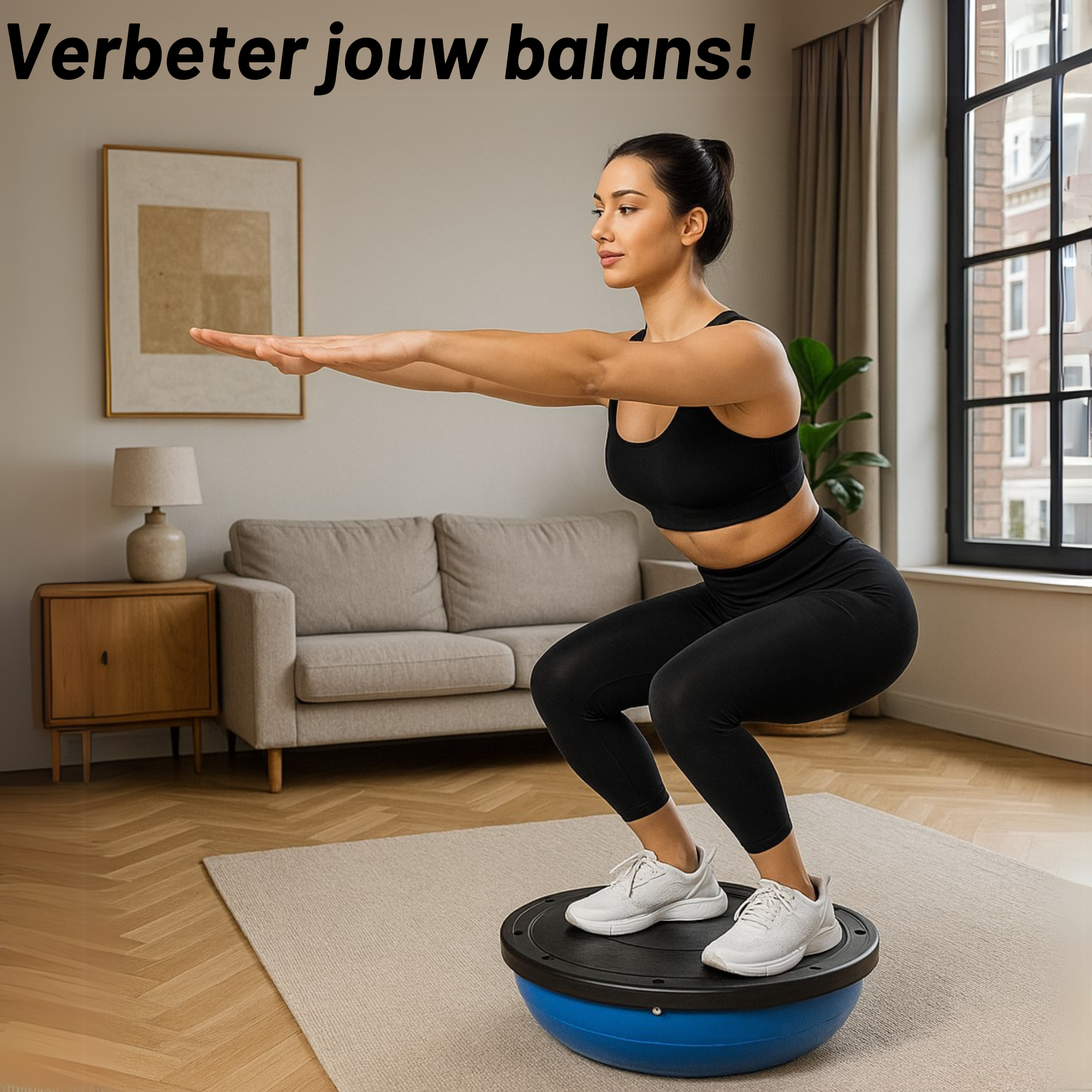 Exon® Balance Board Pro - Balanstrainer - Ø 60 cm - Blauw - Inclusief Weerstandsbanden & Pomp
