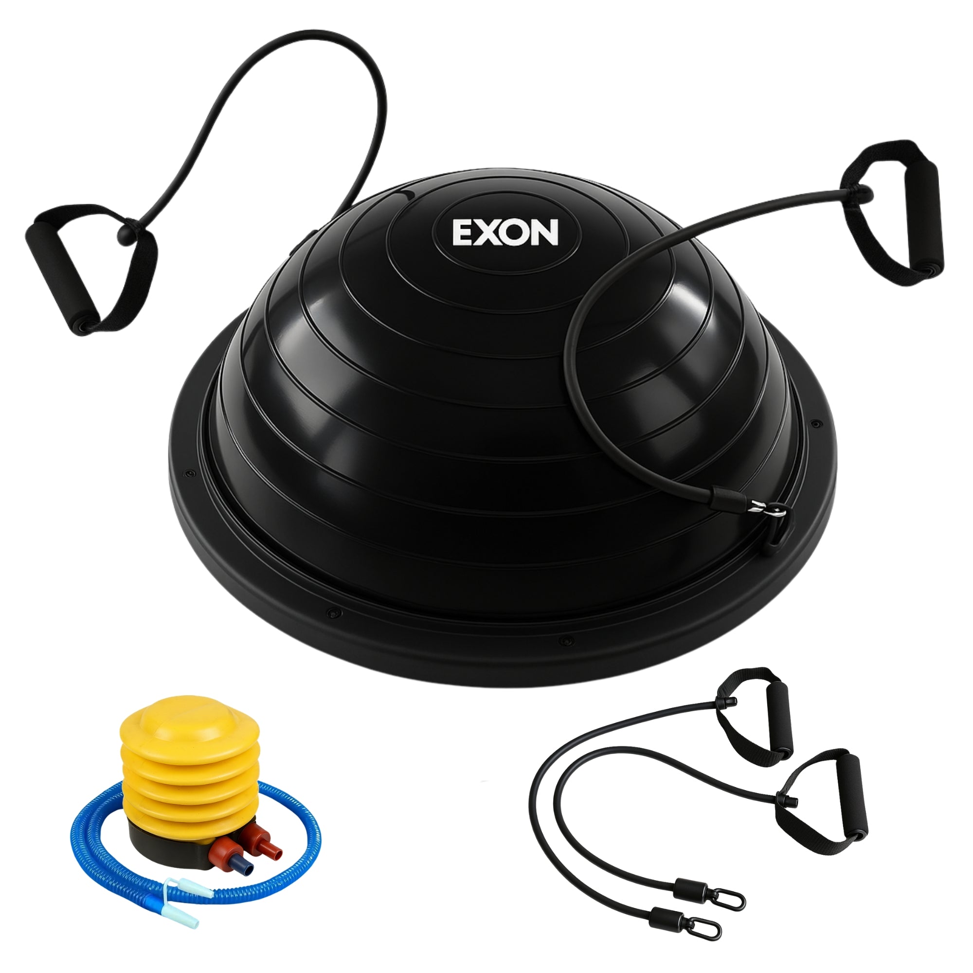 Exon® Balance Board Pro - Balanstrainer - Ø 60 cm - Blauw - Inclusief Weerstandsbanden & Pomp