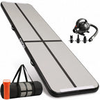 Zwarte Exon airtrack 4 meter opblaasbare turnmat met elektrische pomp en draagtas